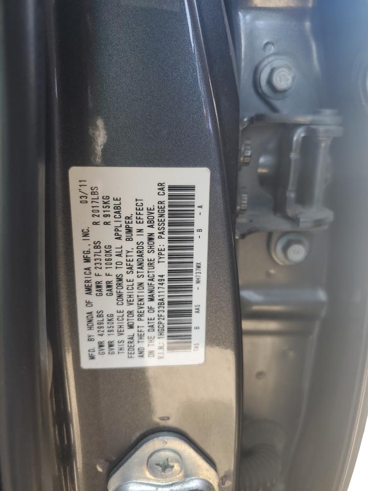 1HGCP2F33BA117494 2011 Honda Accord Lx