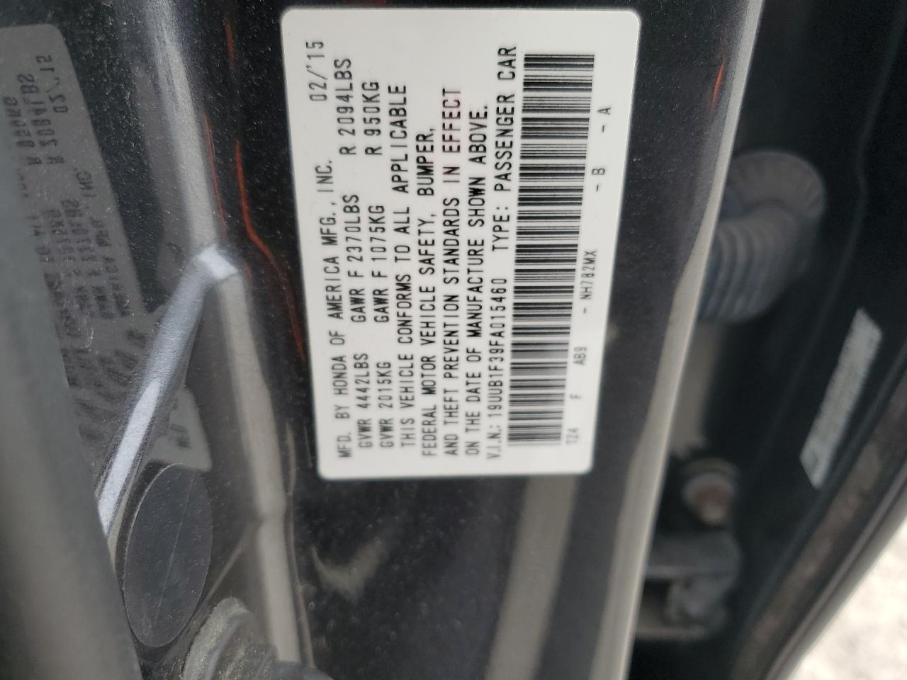 19UUB1F39FA015460 2015 Acura Tlx