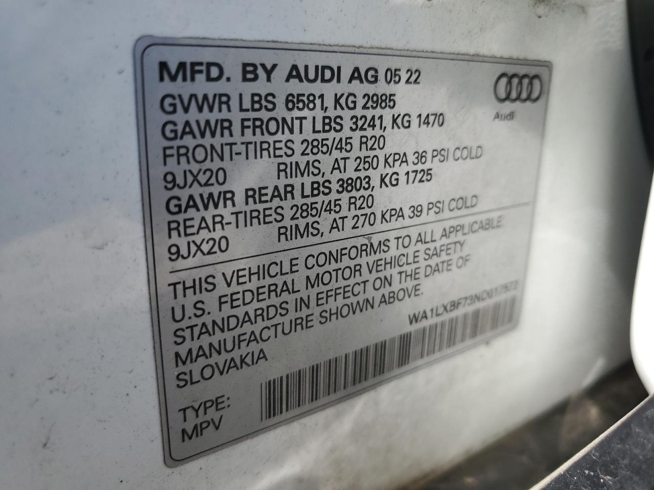 WA1LXBF73ND017572 2022 Audi Q7 Premium Plus