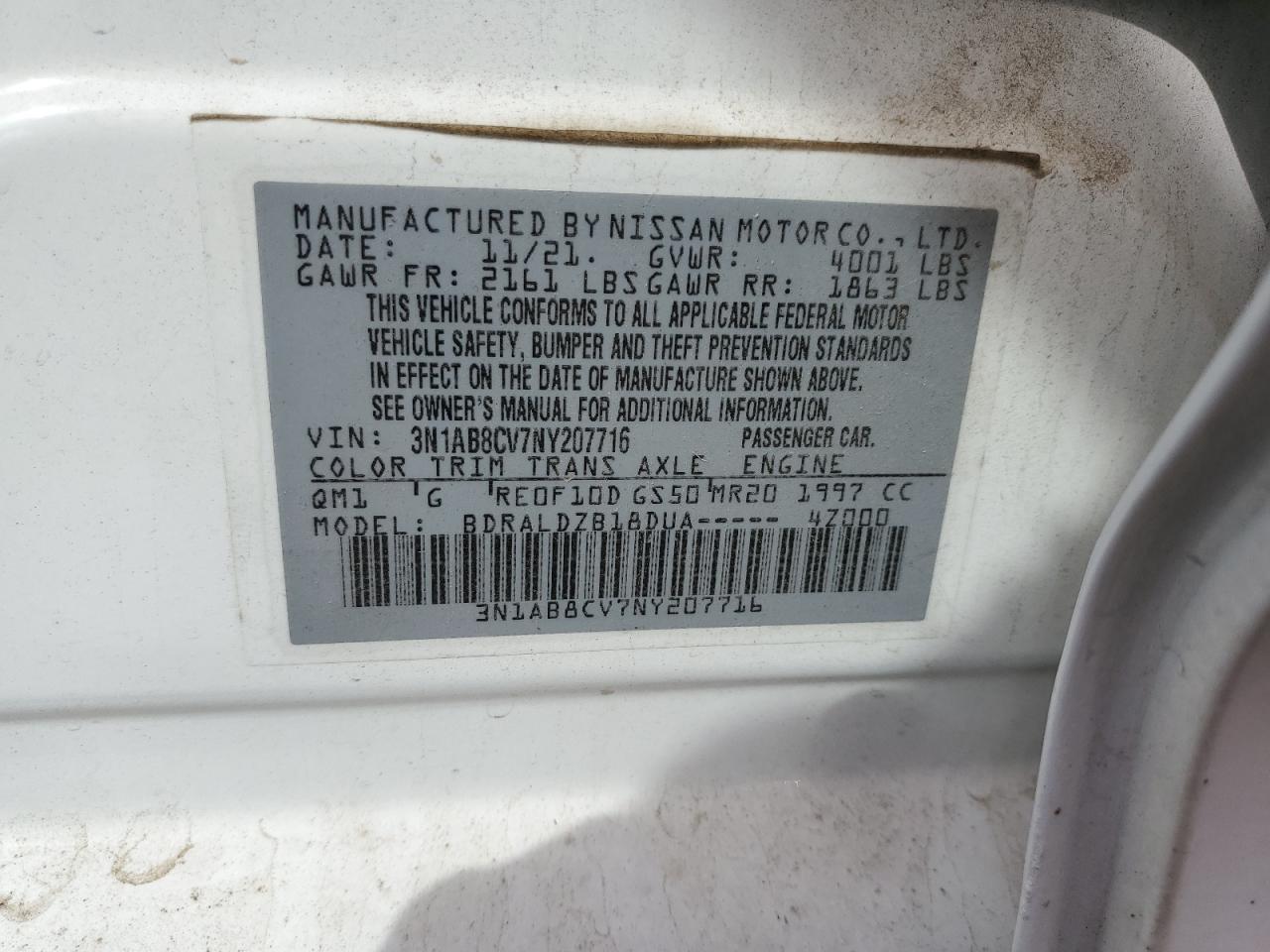 2022 Nissan Sentra Sv VIN: 3N1AB8CV7NY207716 Lot: 71039594