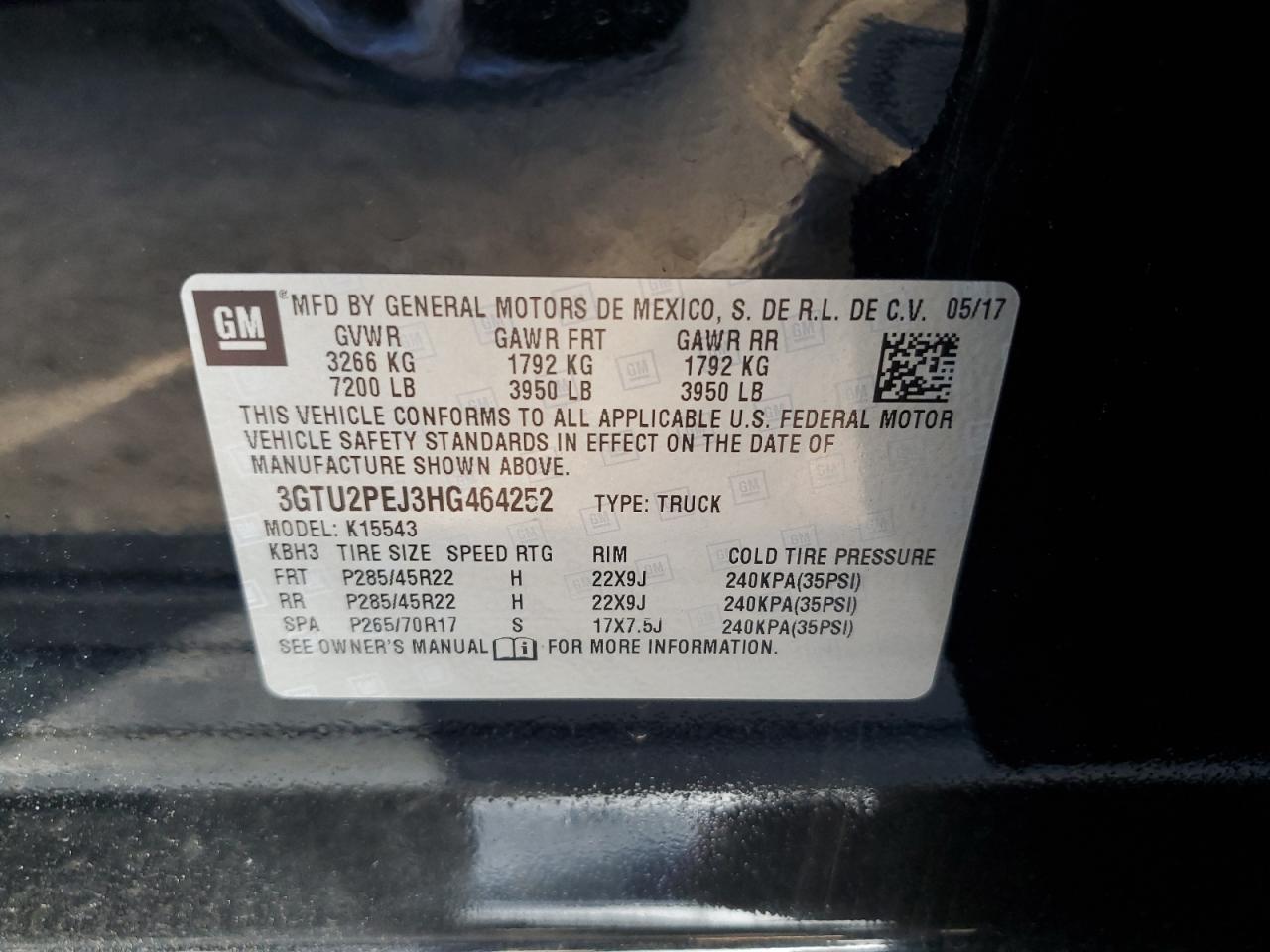 3GTU2PEJ3HG464252 2017 GMC Sierra K1500 Denali