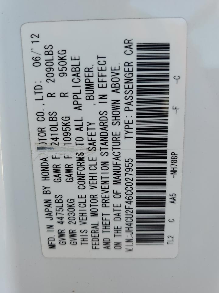 JH4CU2F46CC027955 2012 Acura Tsx