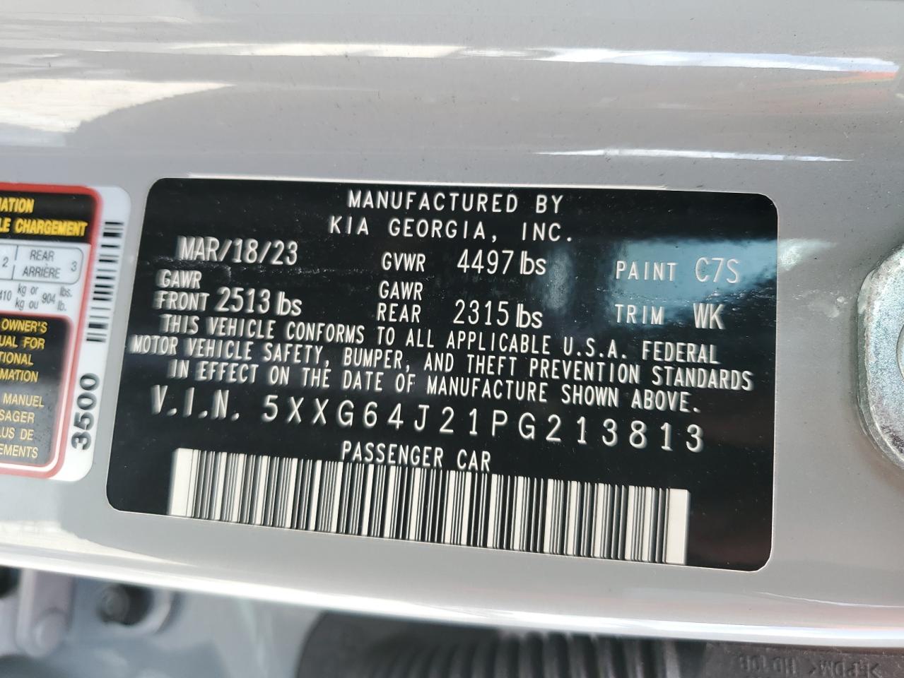 2023 Kia K5 Gt Line VIN: 5XXG64J21PG213813 Lot: 73341044