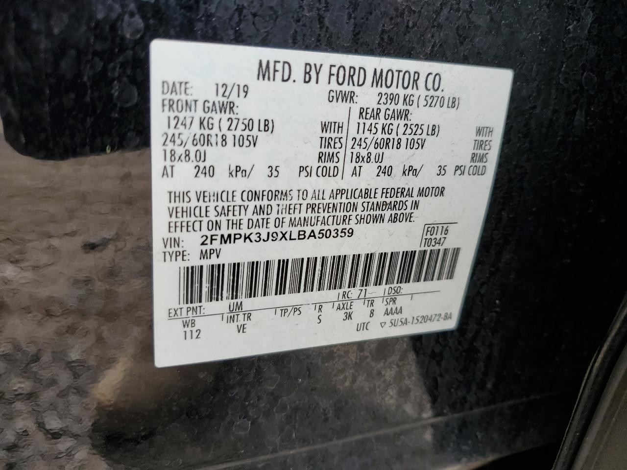 2FMPK3J9XLBA50359 2020 FORD EDGE - Image 13