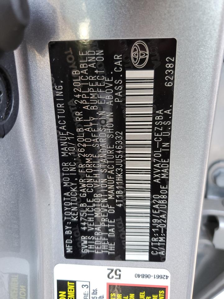 4T1B11HK3JU546332 2018 TOYOTA CAMRY - Image 12