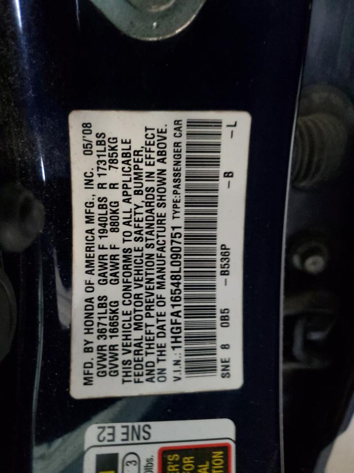 1HGFA16548L090751 2008 Honda Civic Lx