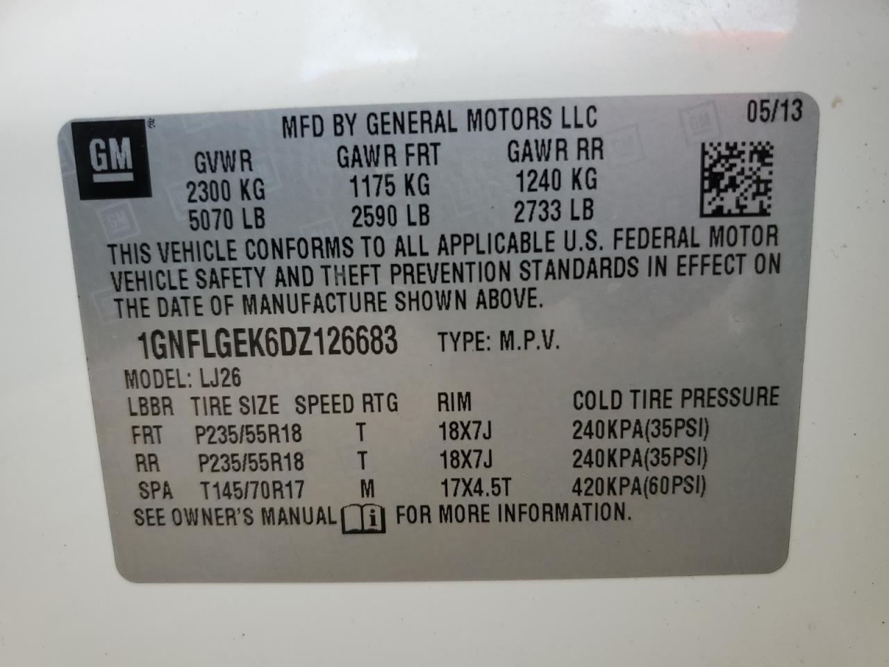 VIN 1GNFLGEK6DZ126683 2013 CHEVROLET EQUINOX no.13