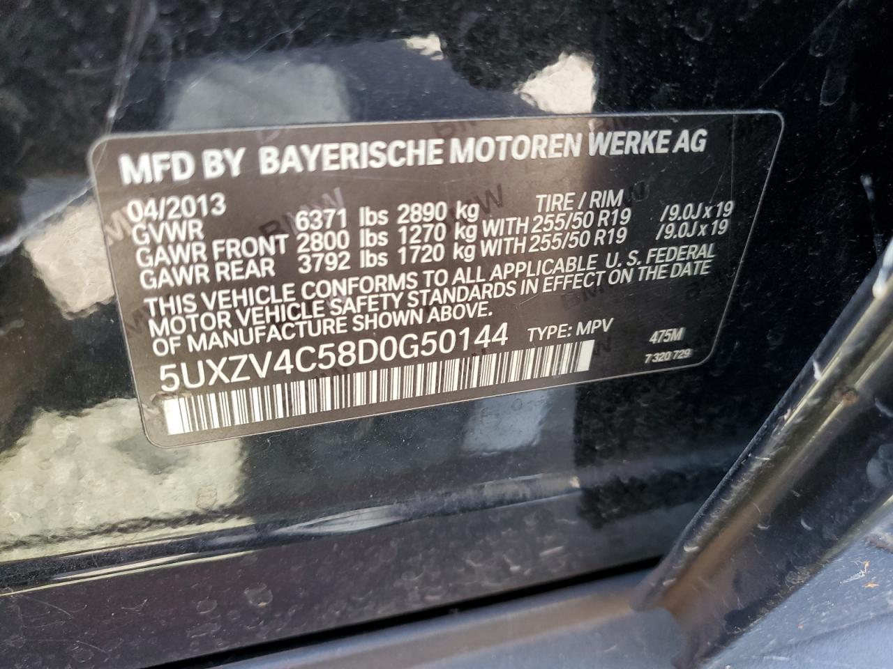 2013 BMW X5 xDrive35I VIN: 5UXZV4C58D0G50144 Lot: 71320664