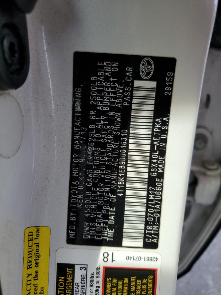 4T1BK1EB9DU016310 2013 Toyota Avalon Base