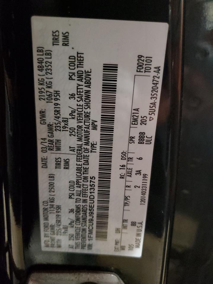 2014 Ford Escape Titanium VIN: 1FMCU9J95EUD13575 Lot: 71043434