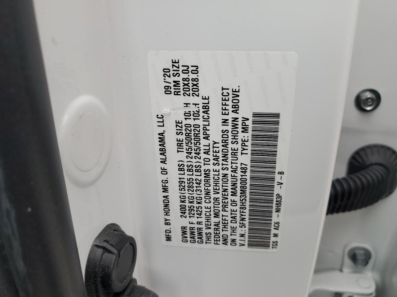 2021 Honda Passport Exl VIN: 5FNYF8H53MB001487 Lot: 71364714