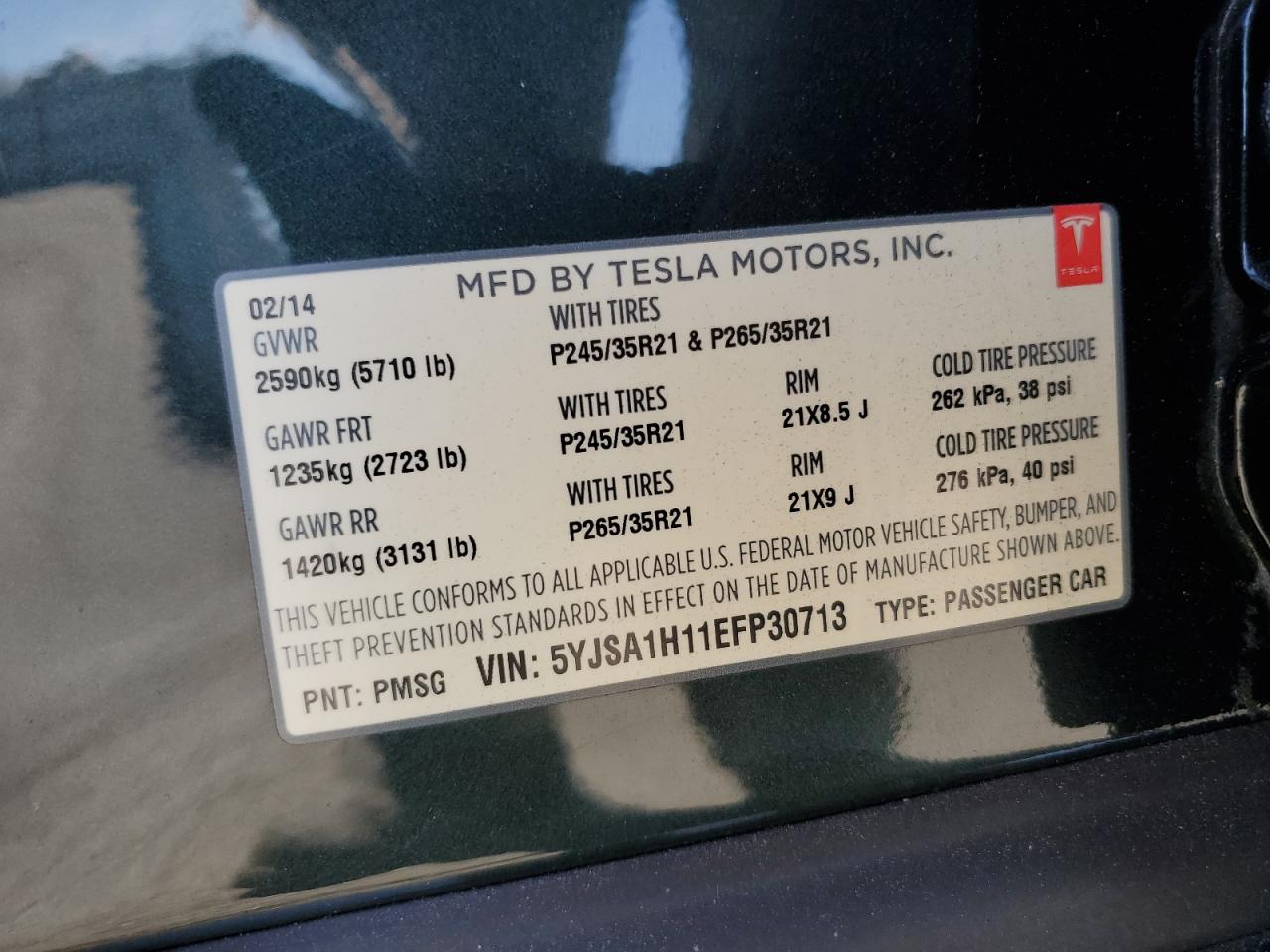 5YJSA1H11EFP30713 2014 Tesla Model S