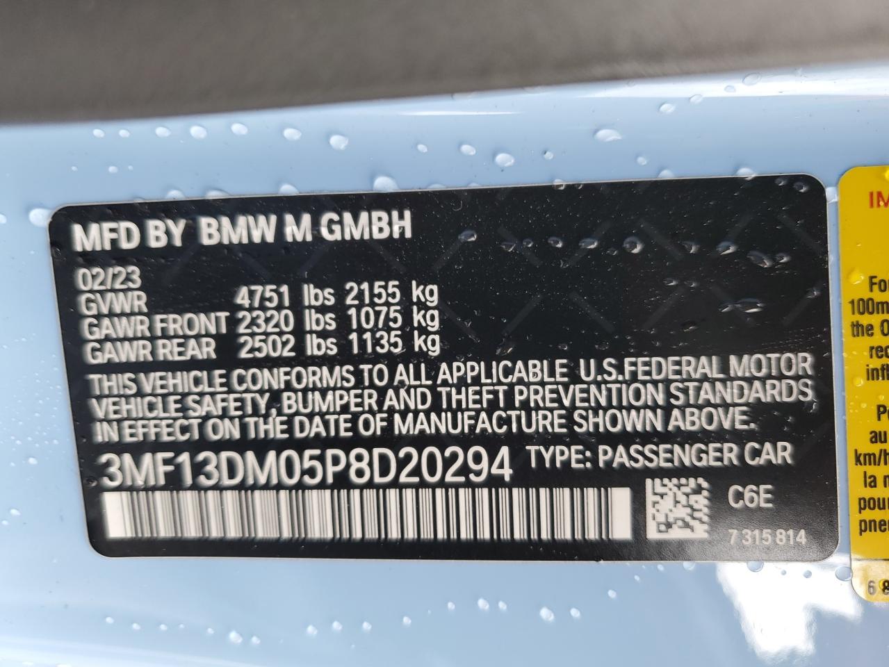 3MF13DM05P8D20294 2023 BMW M2