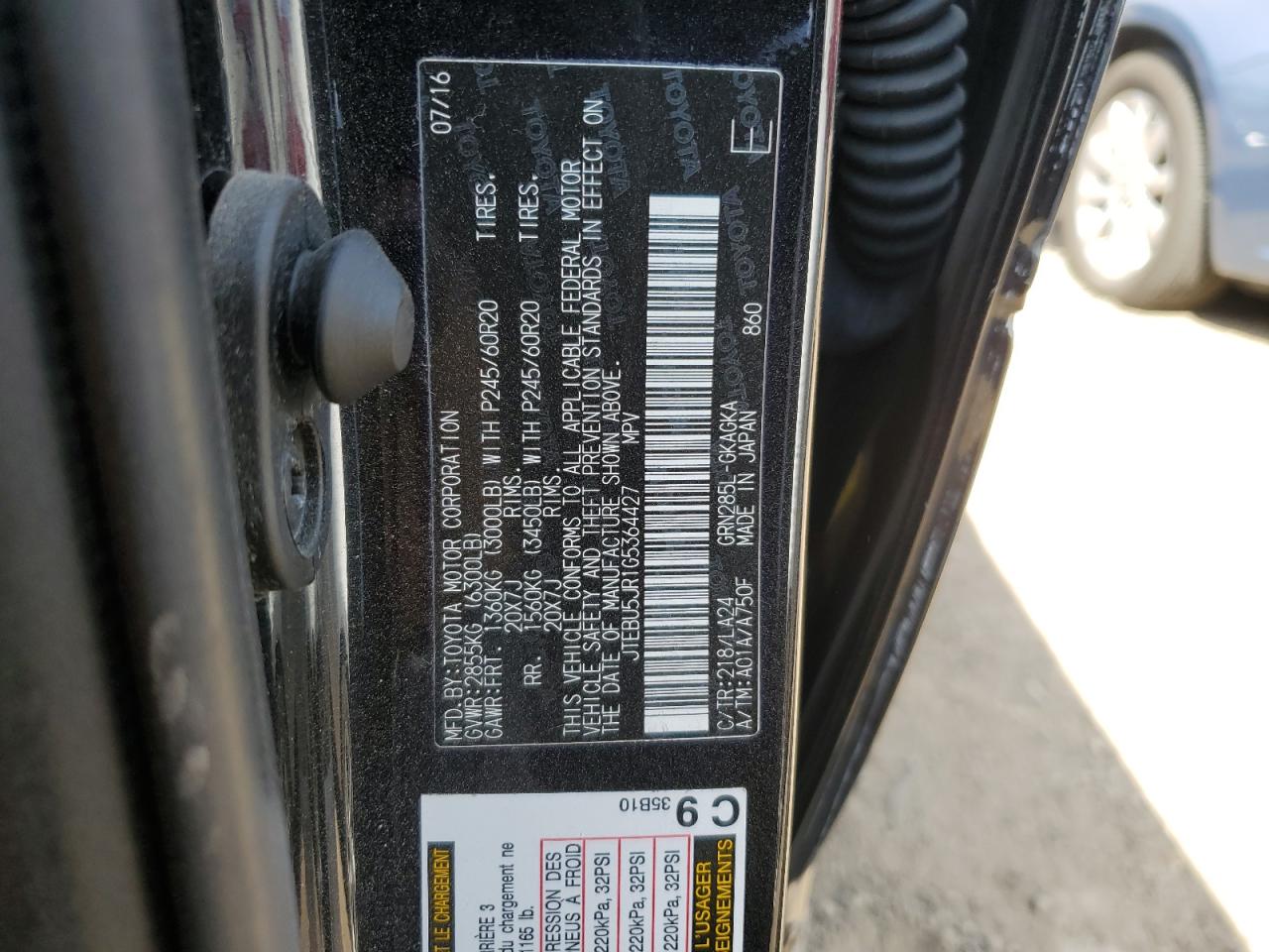 JTEBU5JR1G5364427 2016 Toyota 4Runner Sr5/Sr5 Premium