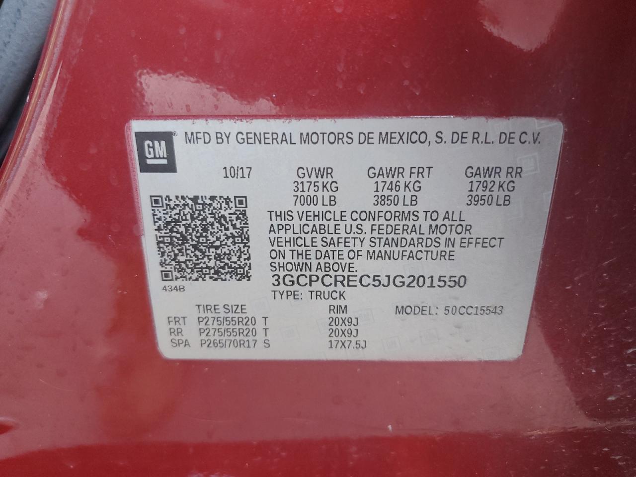 3GCPCREC5JG201550 2018 Chevrolet Silverado C1500 Lt