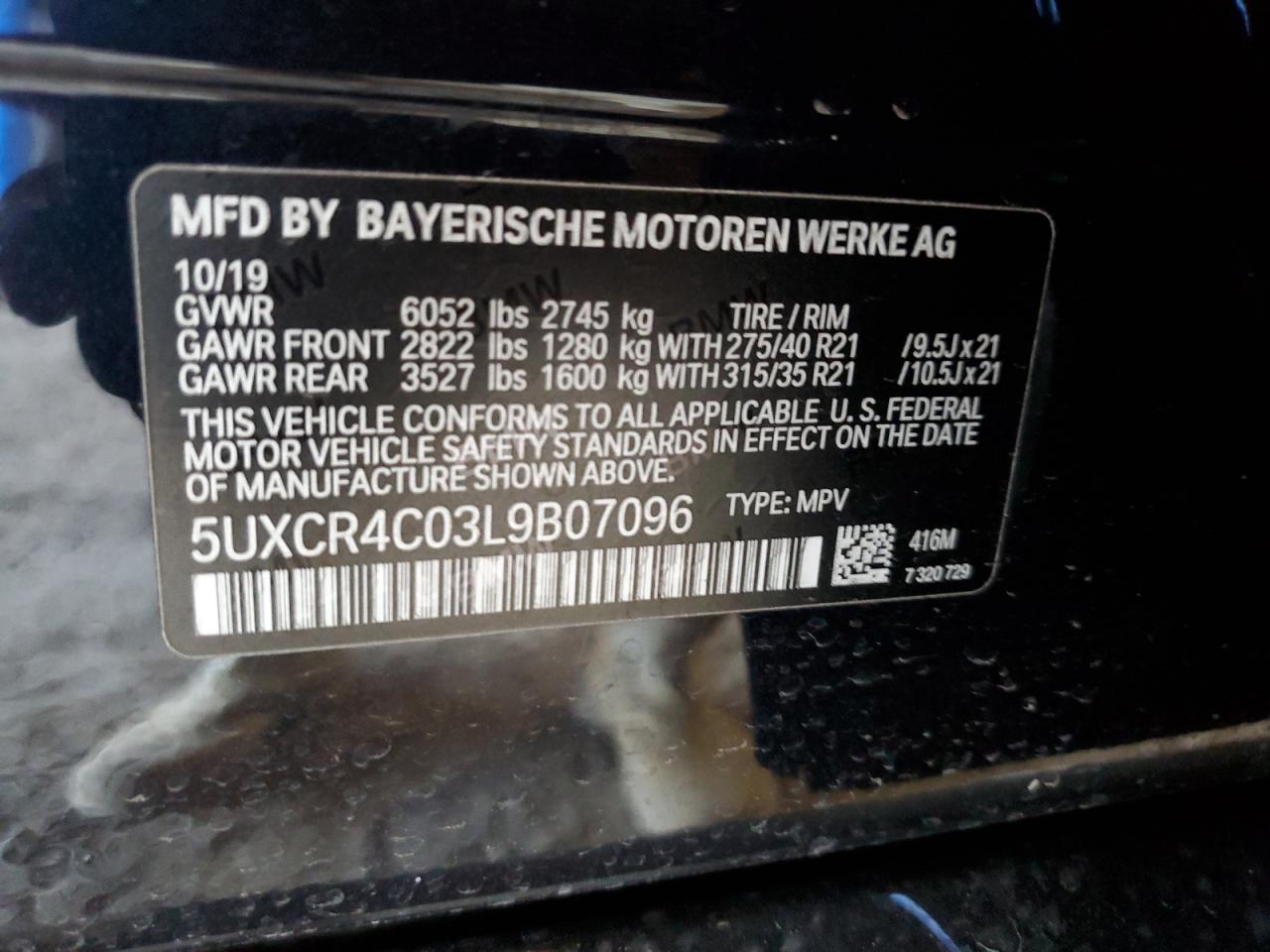 5UXCR4C03L9B07096 2020 BMW X5 Sdrive 40I