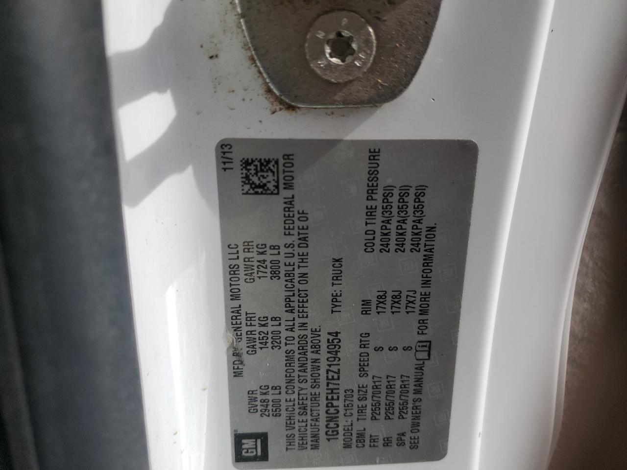 2014 Chevrolet Silverado C1500 VIN: 1GCNCPEH7EZ194954 Lot: 71755384