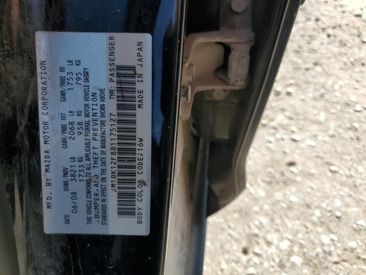 2008 Mazda 3 I VIN: JM1BK12F881175127 Lot: 70654844