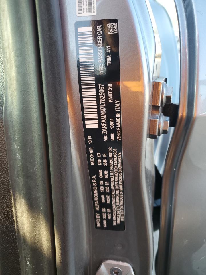 2020 Alfa Romeo Giulia VIN: ZARFAMAN7L7625067 Lot: 71016304