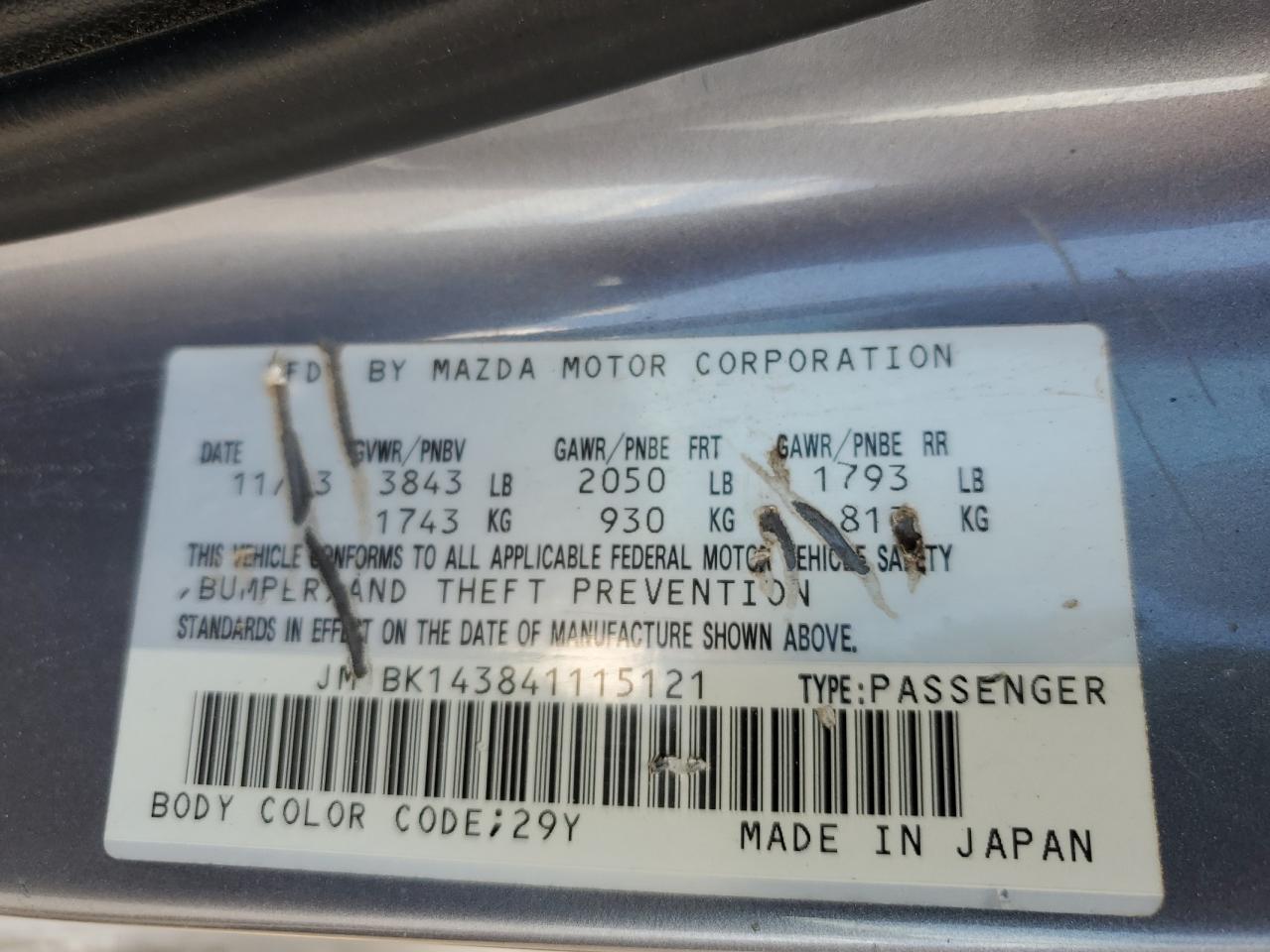 JM1BK143841115121 2004 Mazda 3 Hatchback