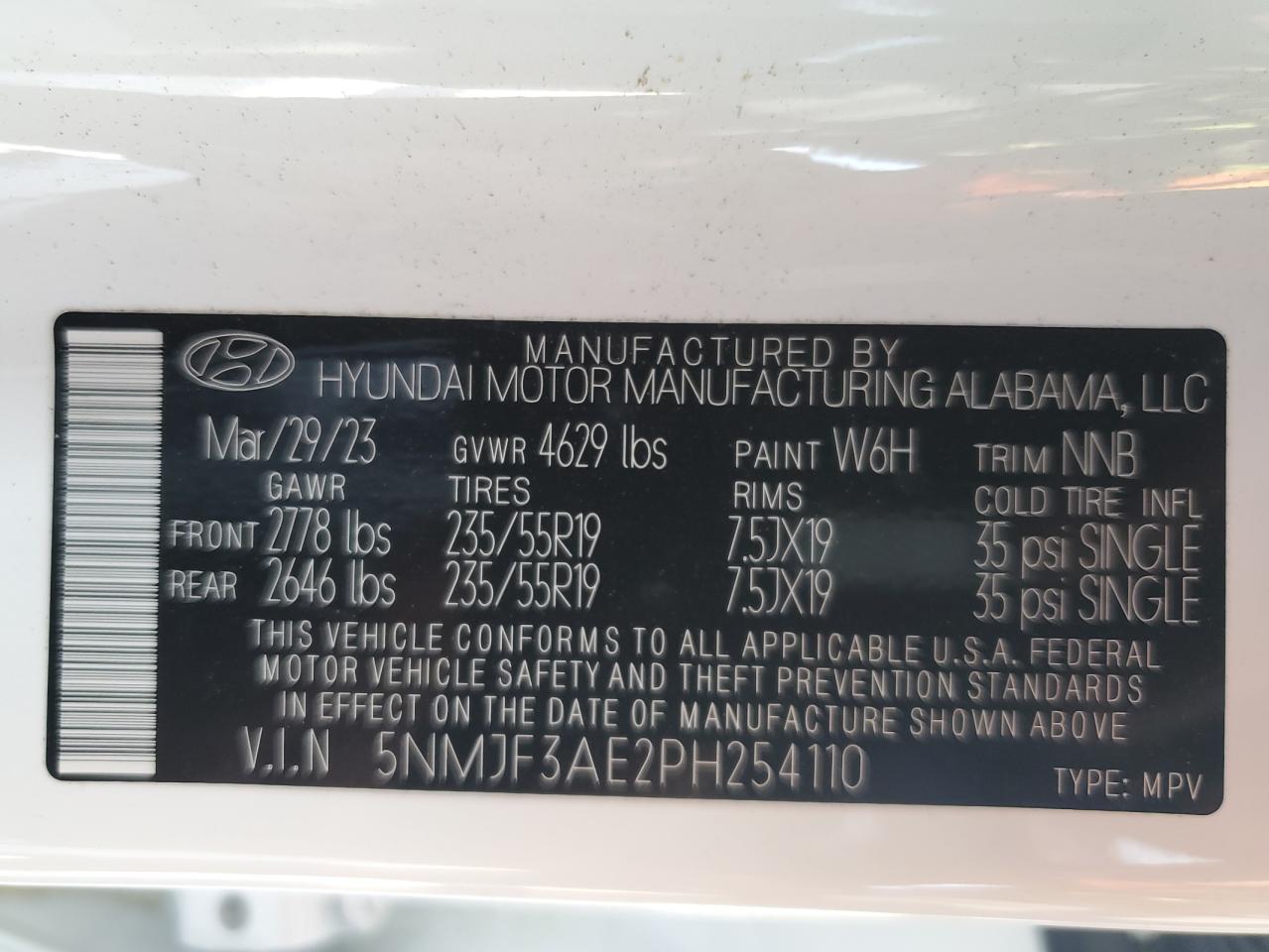 5NMJF3AE2PH254110 2023 Hyundai Tucson Sel