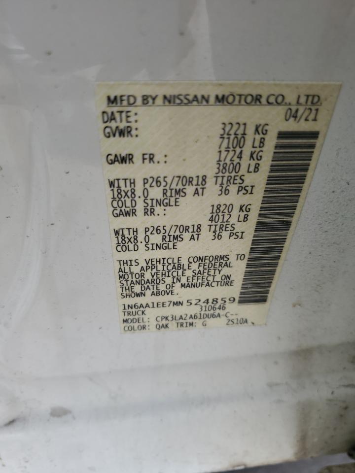 2021 Nissan Titan S VIN: 1N6AA1EE7MN524859 Lot: 72814694