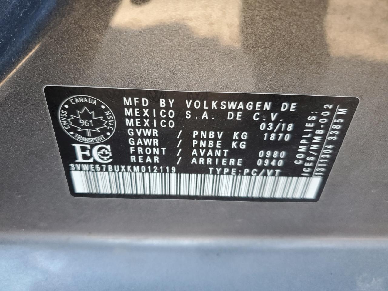 2019 Volkswagen Jetta Sel VIN: 3VWE57BUXKM012119 Lot: 71669804