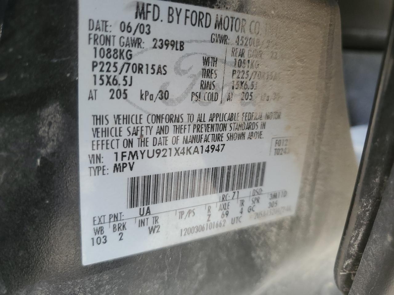 1FMYU921X4KA14947 2004 Ford Escape Xls