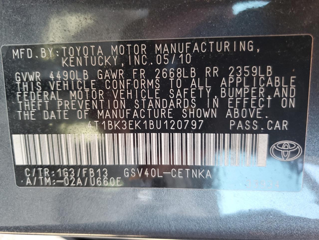 2011 Toyota Camry Se VIN: 4T1BK3EK1BU120797 Lot: 73644774