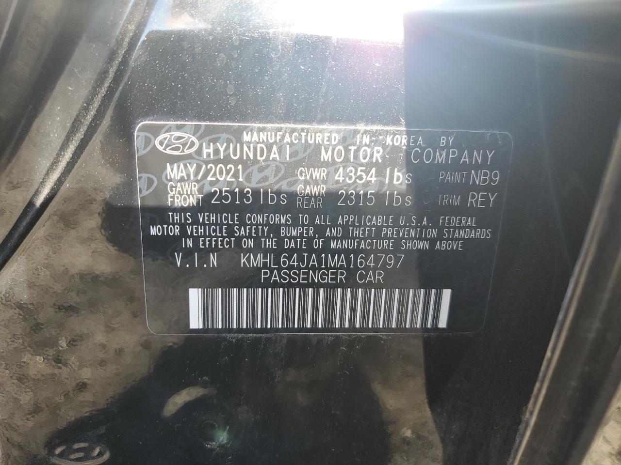 KMHL64JA1MA164797 2021 Hyundai Sonata Sel