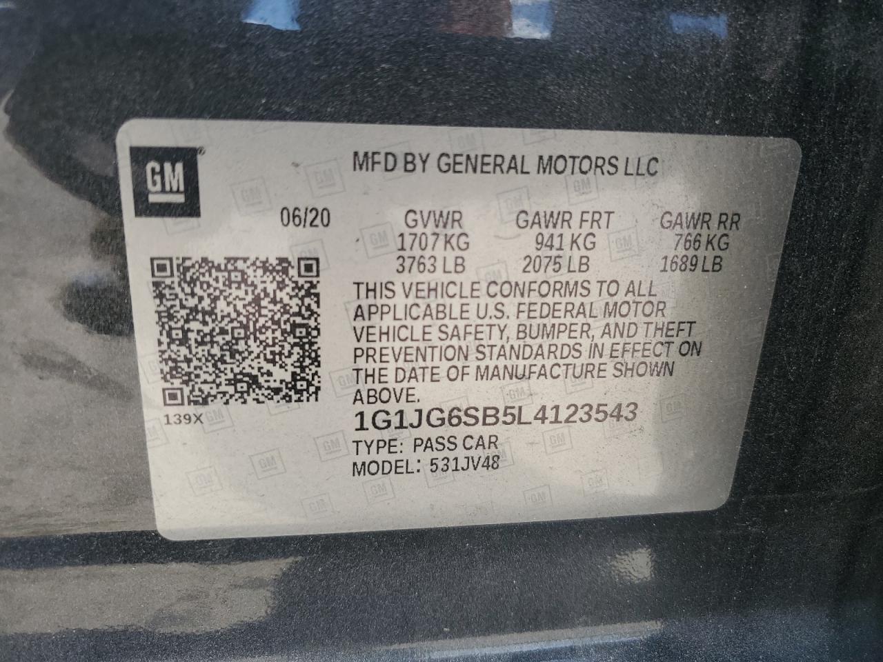 1G1JG6SB5L4123543 2020 Chevrolet Sonic