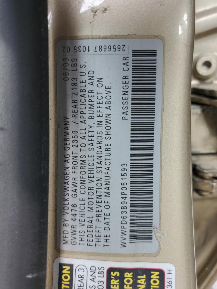 WVWPD63B94P051593 2004 Volkswagen Passat Gls