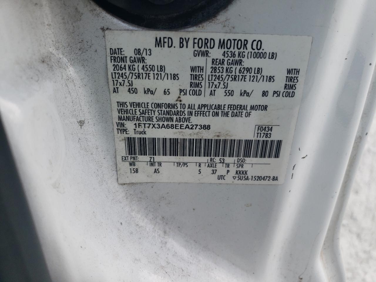 VIN 1FT7X3A68EEA27388 2014 FORD F350 no.13