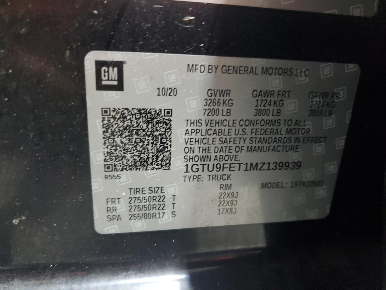 1GTU9FET1MZ139939 2021 GMC Sierra K1500 Denali