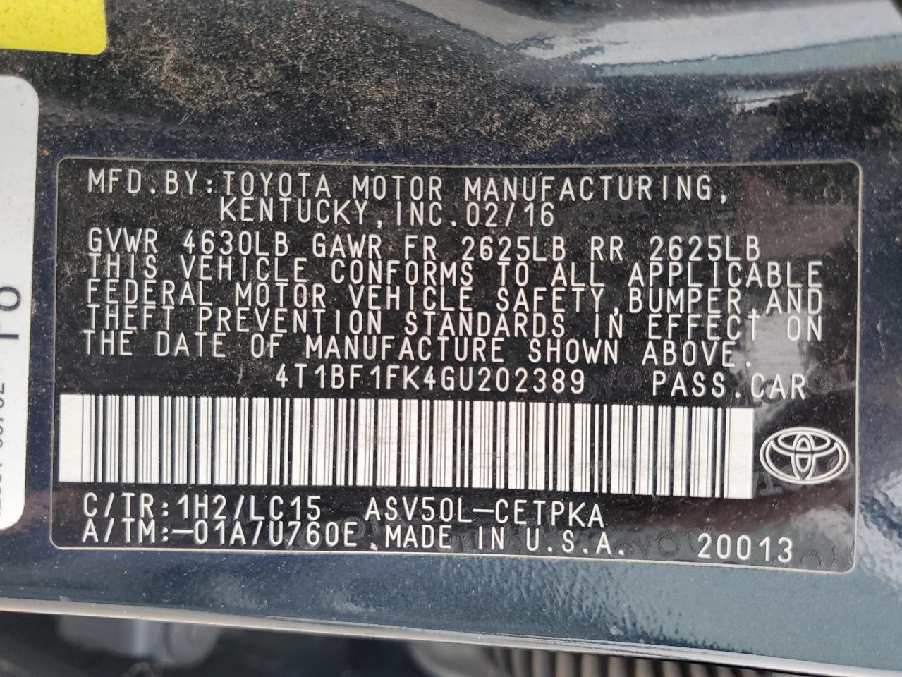 4T1BF1FK4GU202389 2016 Toyota Camry Le