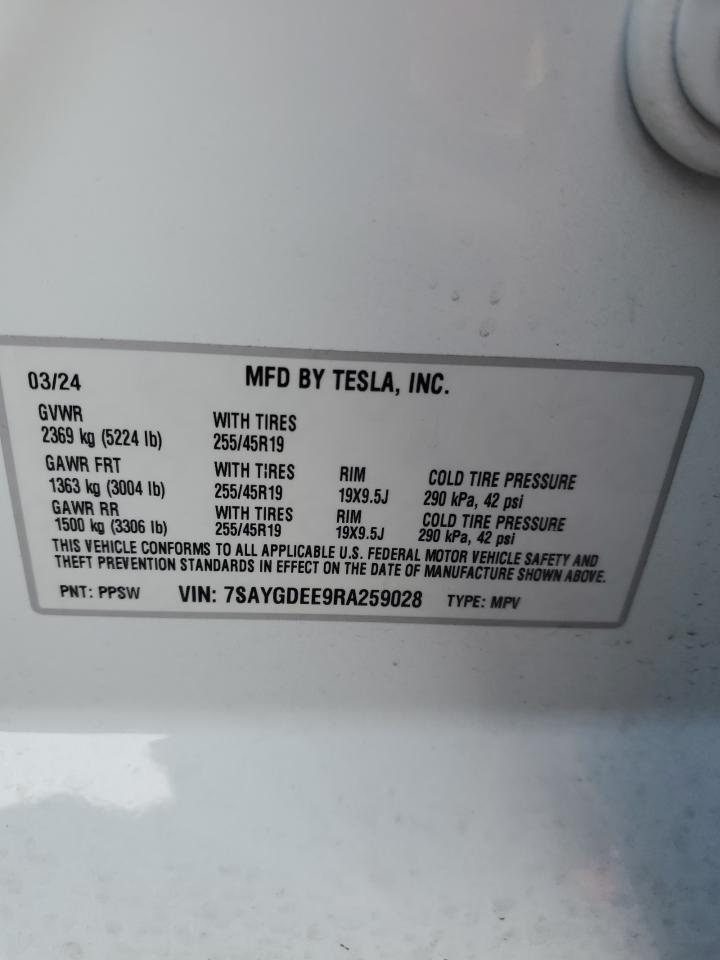 7SAYGDEE9RA259028 2024 Tesla Model Y