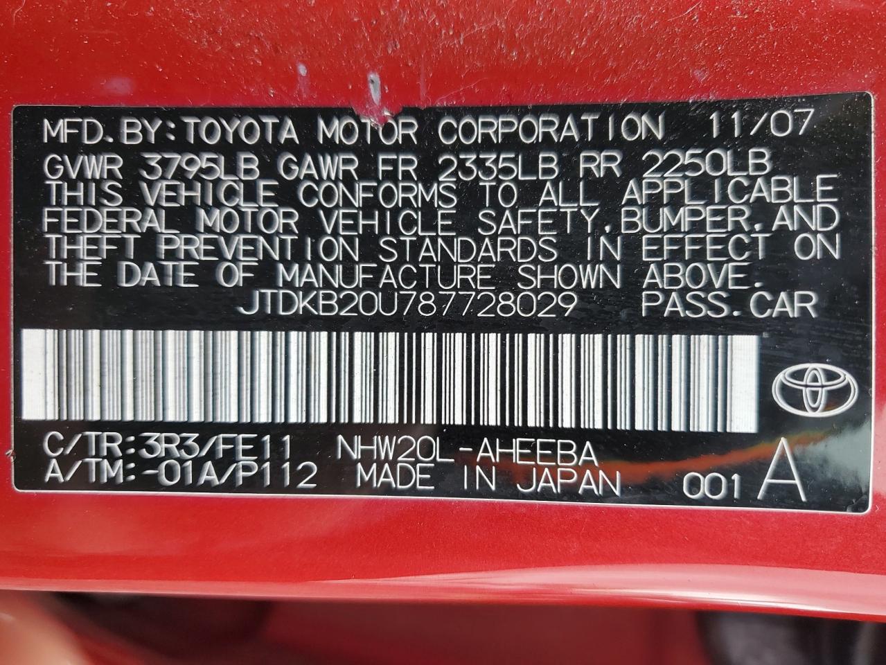 JTDKB20U787728029 2008 Toyota Prius