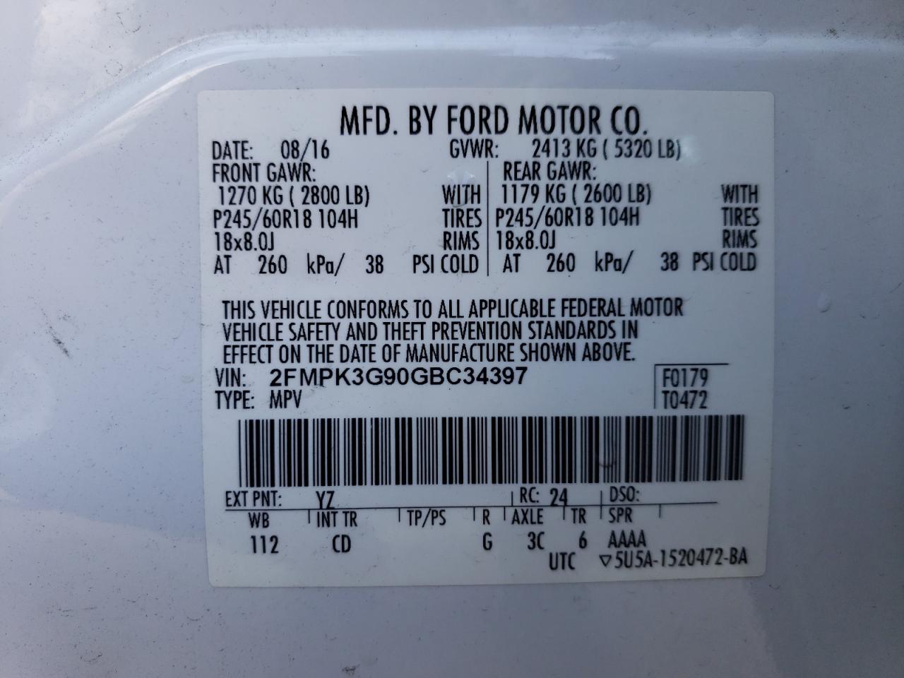 2FMPK3G90GBC34397 2016 FORD EDGE - Image 14