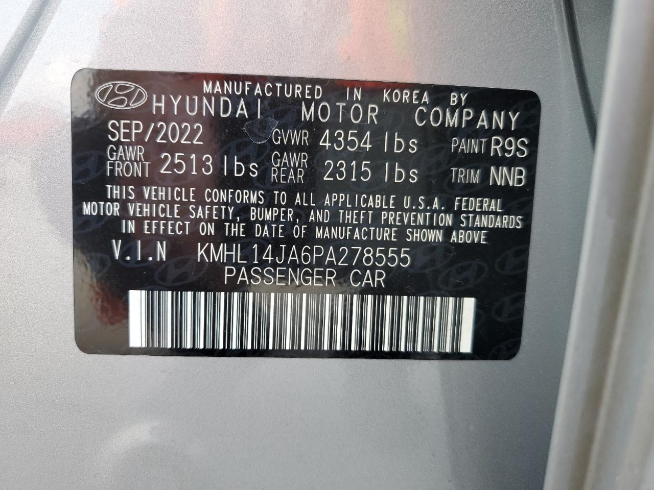 KMHL14JA6PA278555 2023 Hyundai Sonata Sel