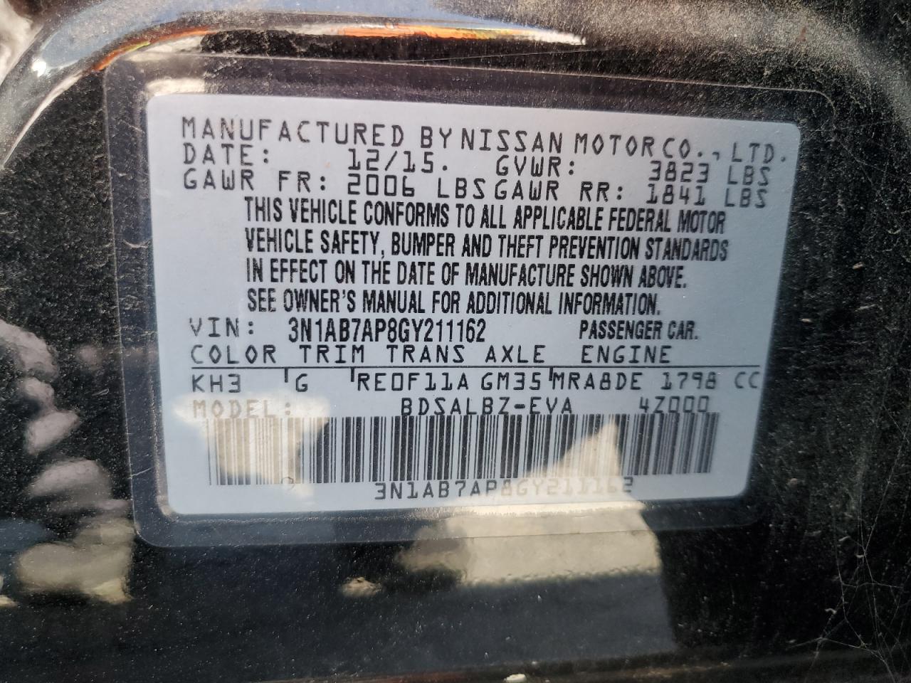 3N1AB7AP8GY211162 2016 Nissan Sentra S