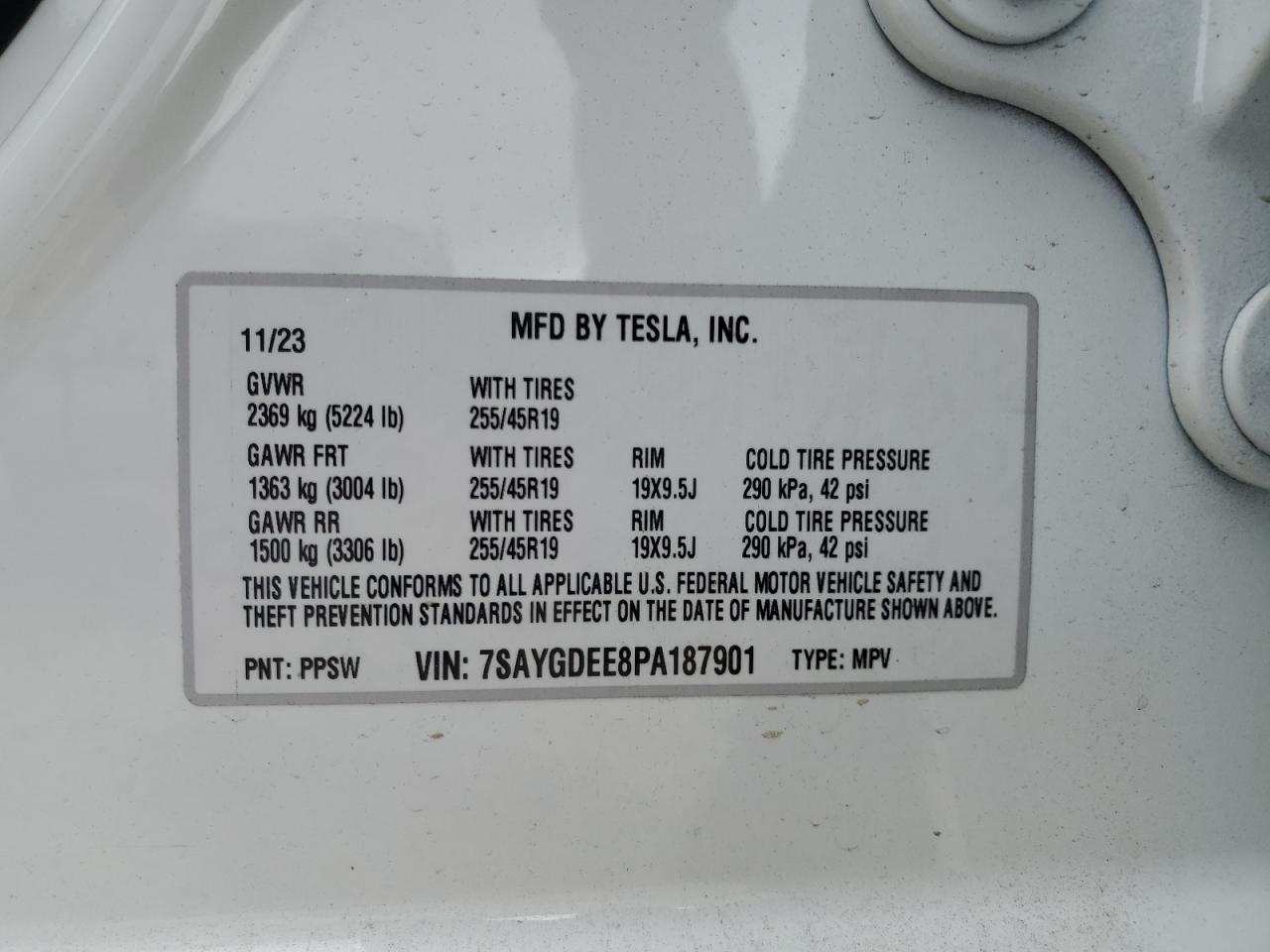 7SAYGDEE8PA187901 2023 Tesla Model Y