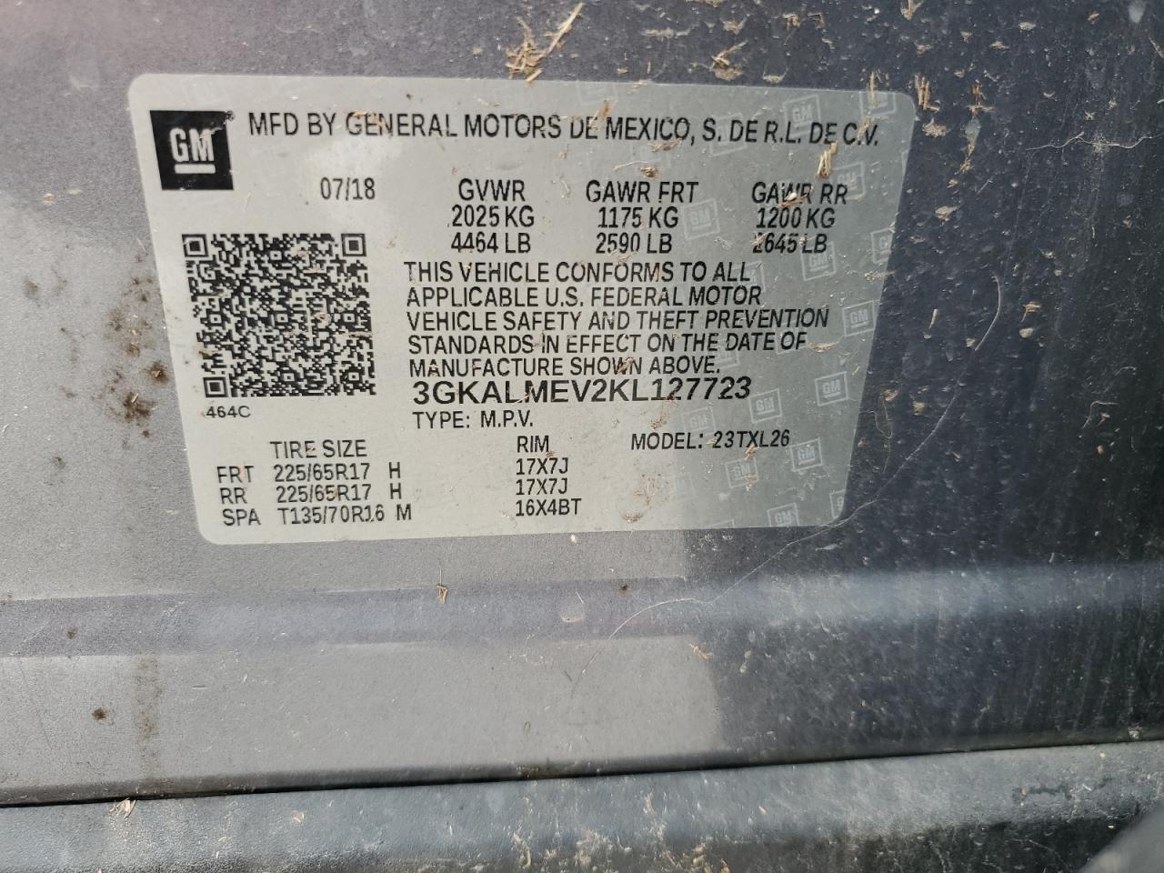 3GKALMEV2KL127723 2019 GMC Terrain Sle