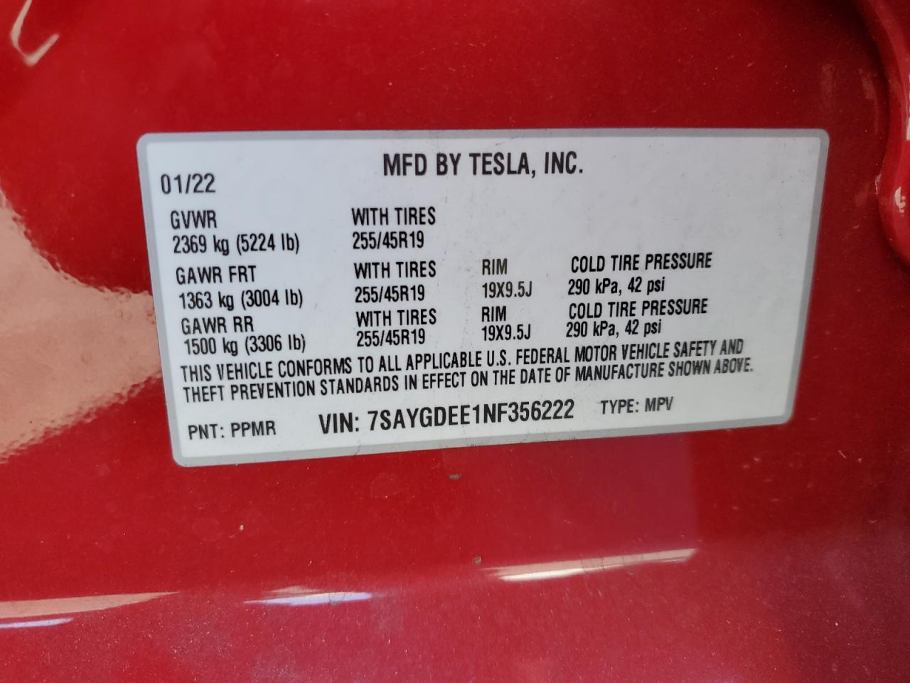 7SAYGDEE1NF356222 2022 TESLA MODEL Y - Image 13