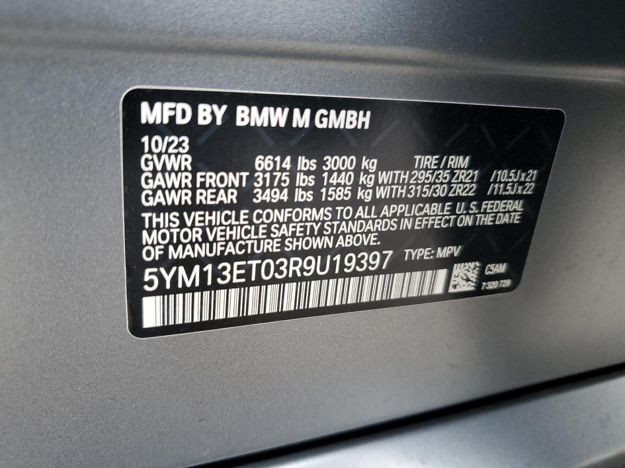 5YM13ET03R9U19397 2024 BMW X5 M - Image 14