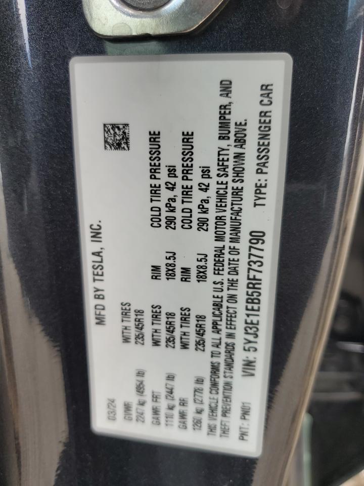 5YJ3E1EB5RF737790 2024 Tesla Model 3