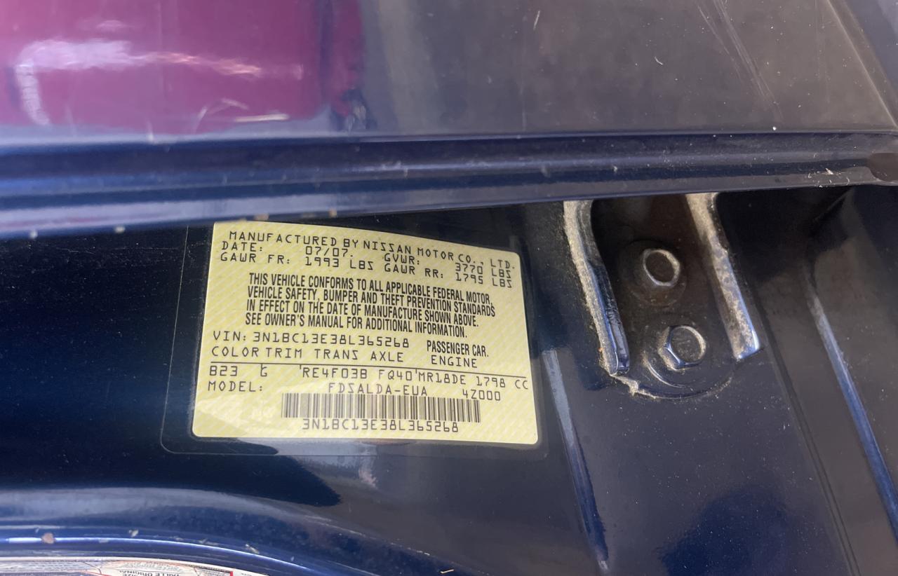 3N1BC13E38L365268 2008 Nissan Versa S