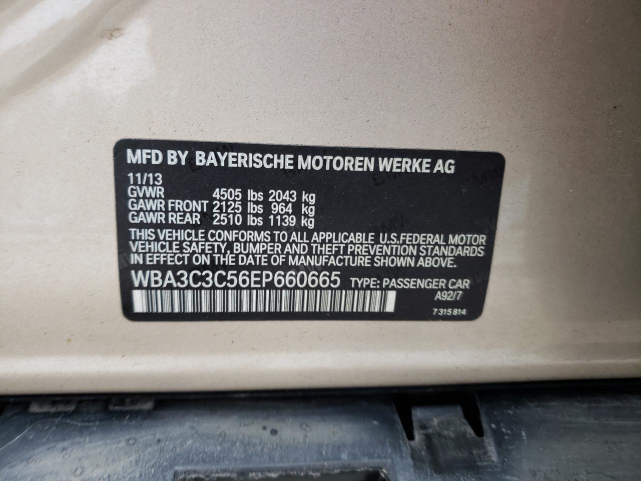 WBA3C3C56EP660665 2014 BMW 320 I xDrive