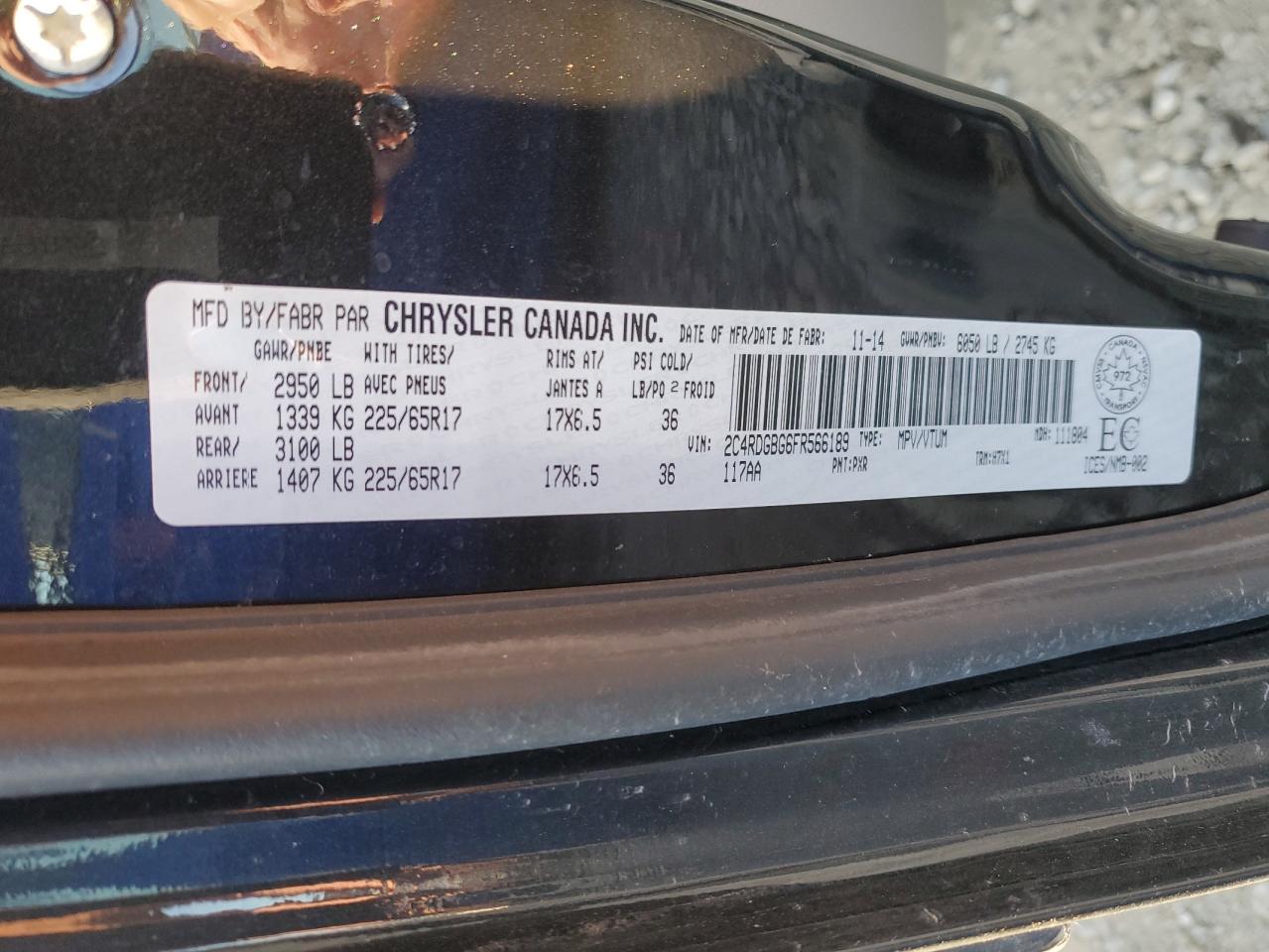 2C4RDGBG6FR566189 2015 Dodge Grand Caravan Se