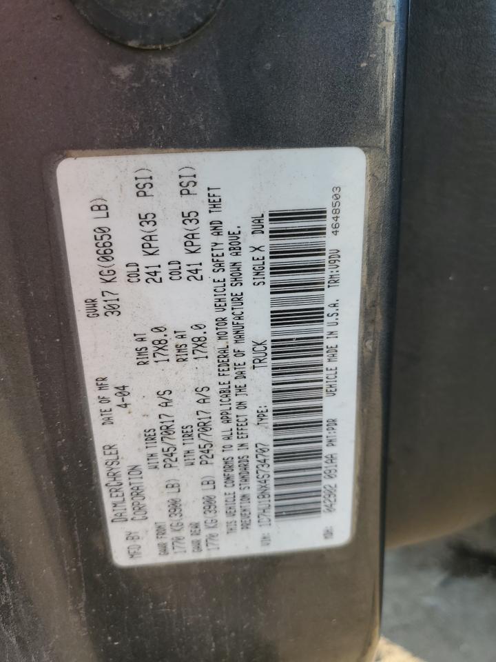 2004 Dodge Ram 1500 St VIN: 1D7HU18NX4S734707 Lot: 73675834