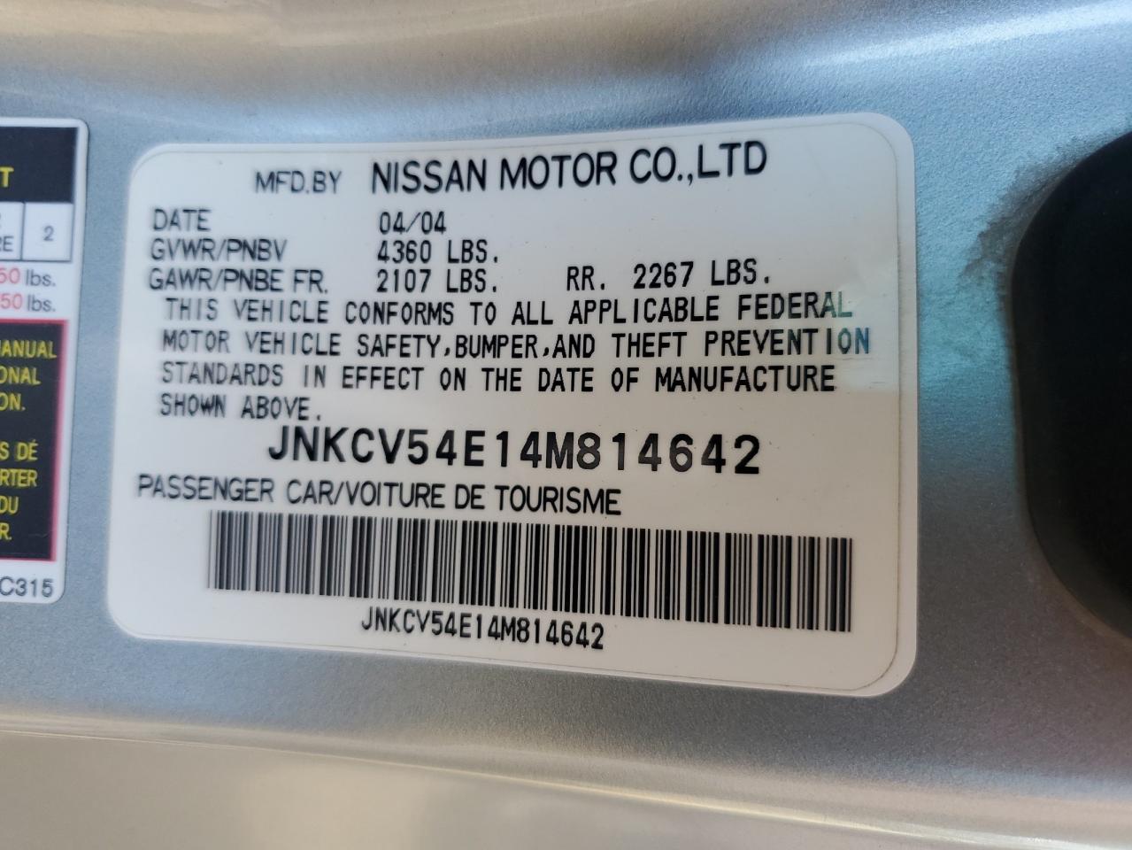 JNKCV54E14M814642 2004 Infiniti G35